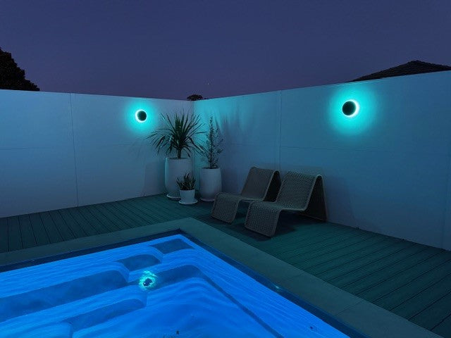Halo Wall Lights Around Backyard Pool Area