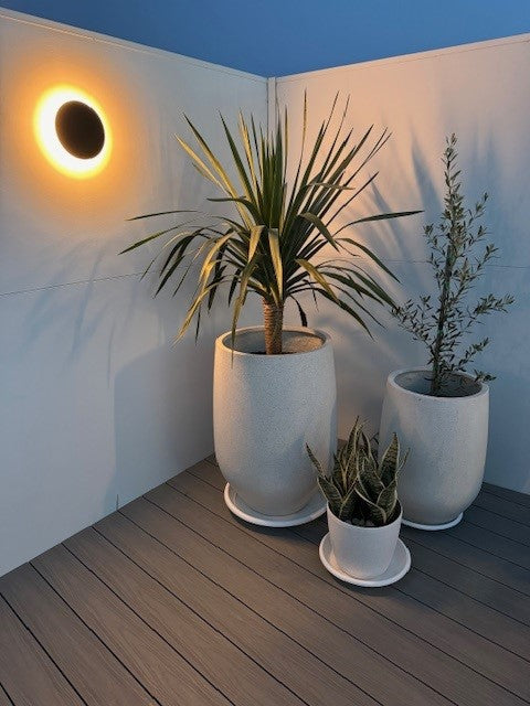 Halo Wall Light Beside Outdoor Potted Plants