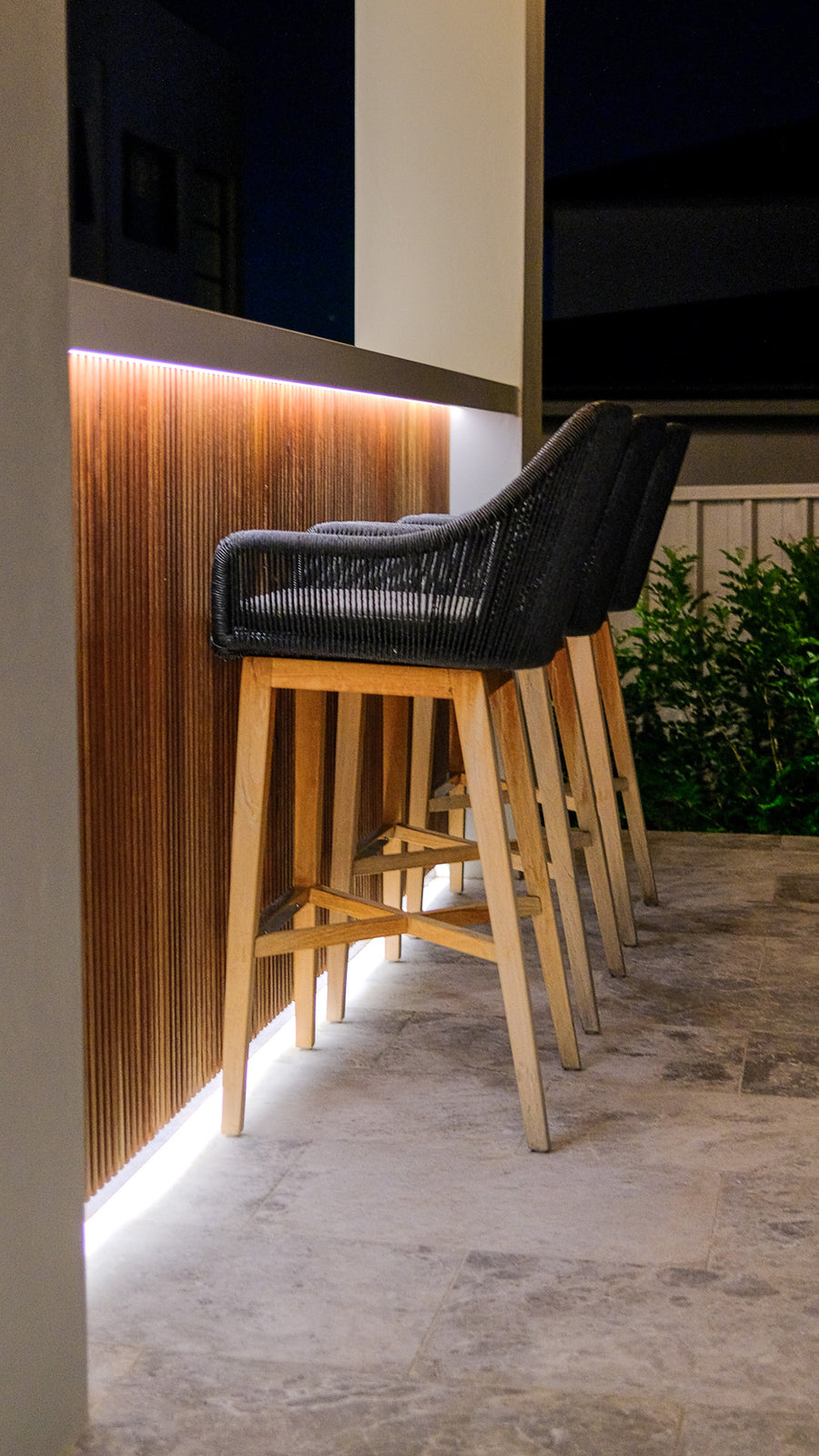 LED Strip Lighting Around Outdoor Bar Area