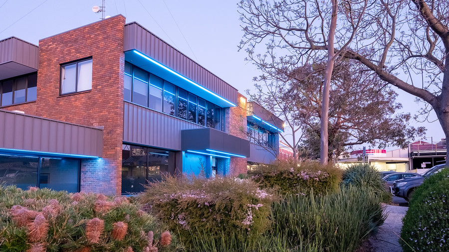 Blue LED Strip Lighting Across South Gippsland Shire Exterior
