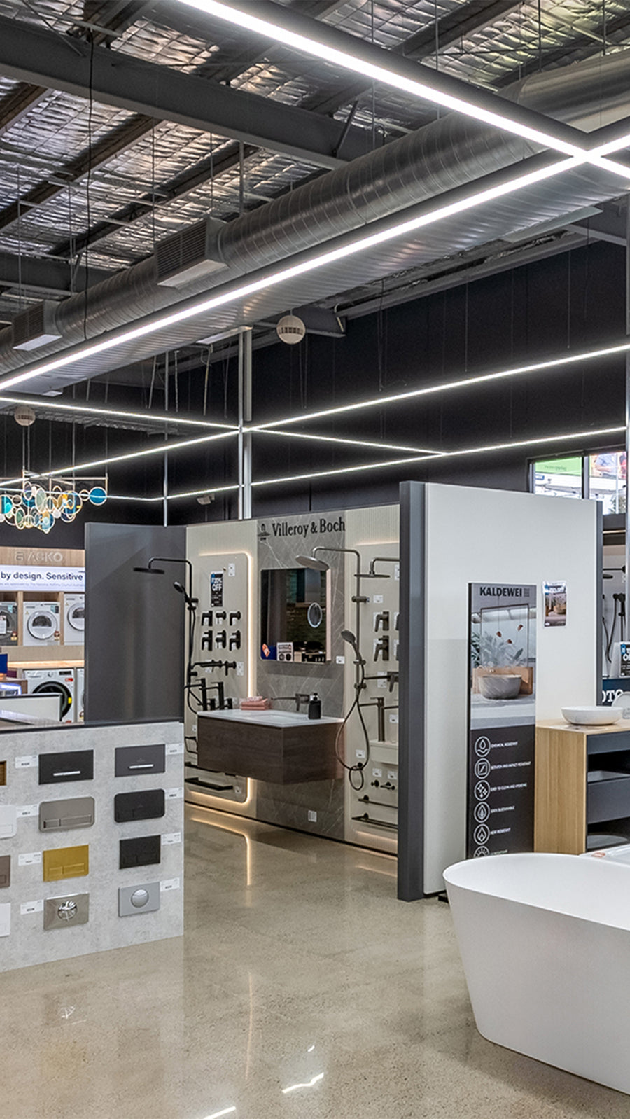 LED Strip Lighting Across Appliance Store Showroom