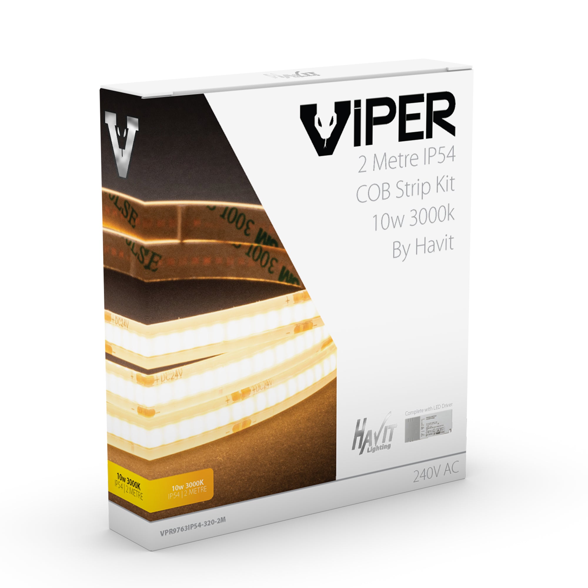 VPR9763IP54-320-2M - Viper COB 10w Per Metre 2m LED Strip kit 3000k