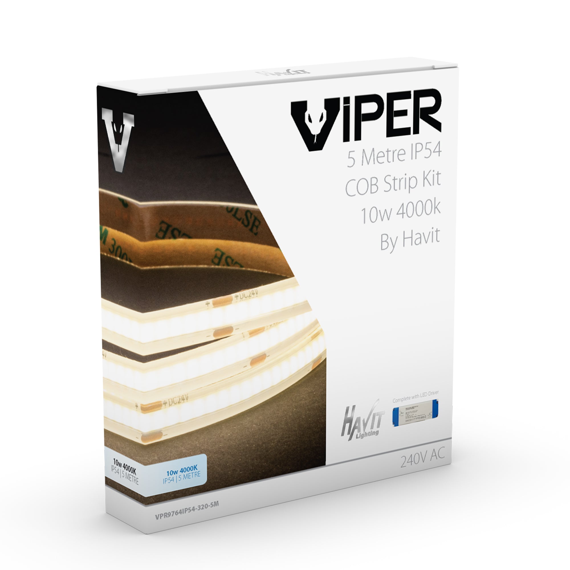 VPR9764IP54-320-5M - Viper COB 10w Per Metre 5m LED Strip kit 4000k