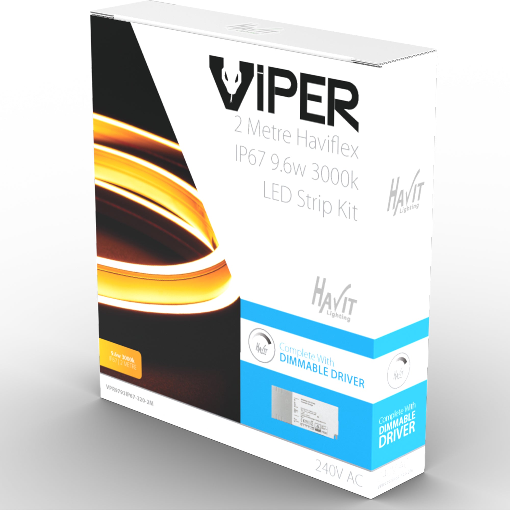 VPR9793IP67-320-2M - Viper Haviflex 9.6w Per Metre 2m LED Strip kit 3000k