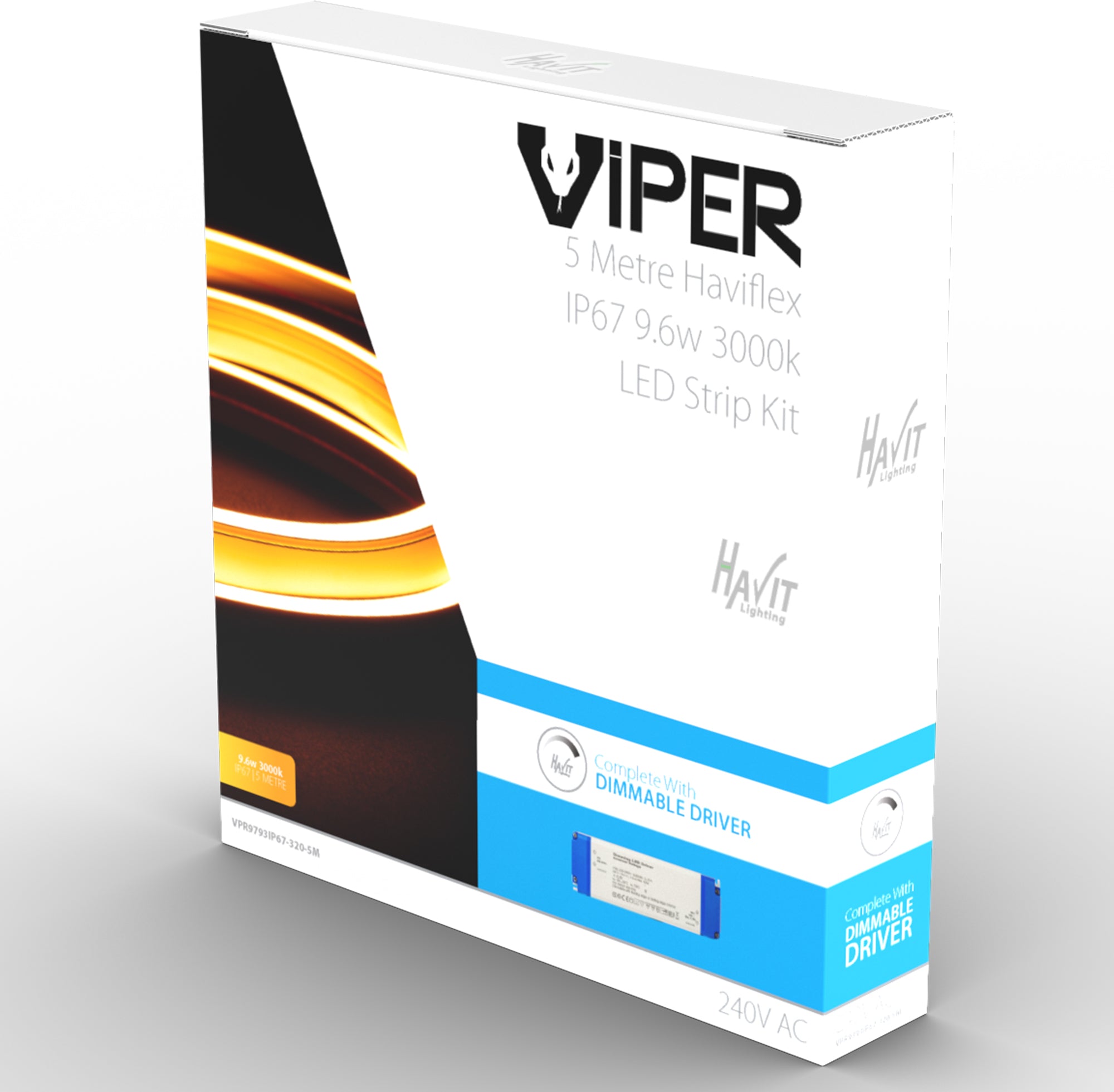VPR9793IP67-320-5M - Viper Haviflex 9.6w Per Metre 5m LED Strip kit 3000k