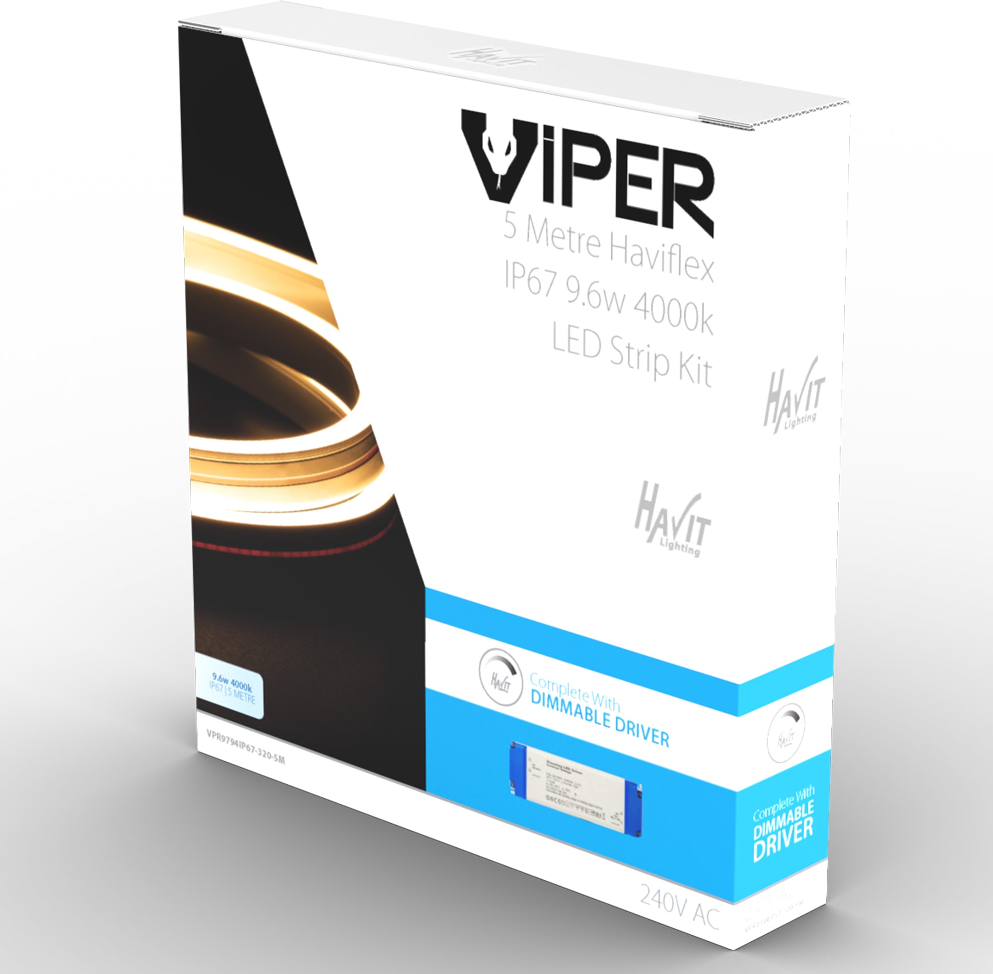 VPR9794IP67-320-5M - Viper Haviflex 9.6w Per Metre 5m LED Strip kit 4000k