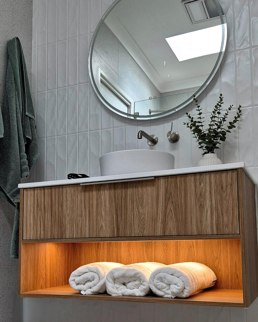 LED Strip Lighting Under Bathroom Vanity Shelf