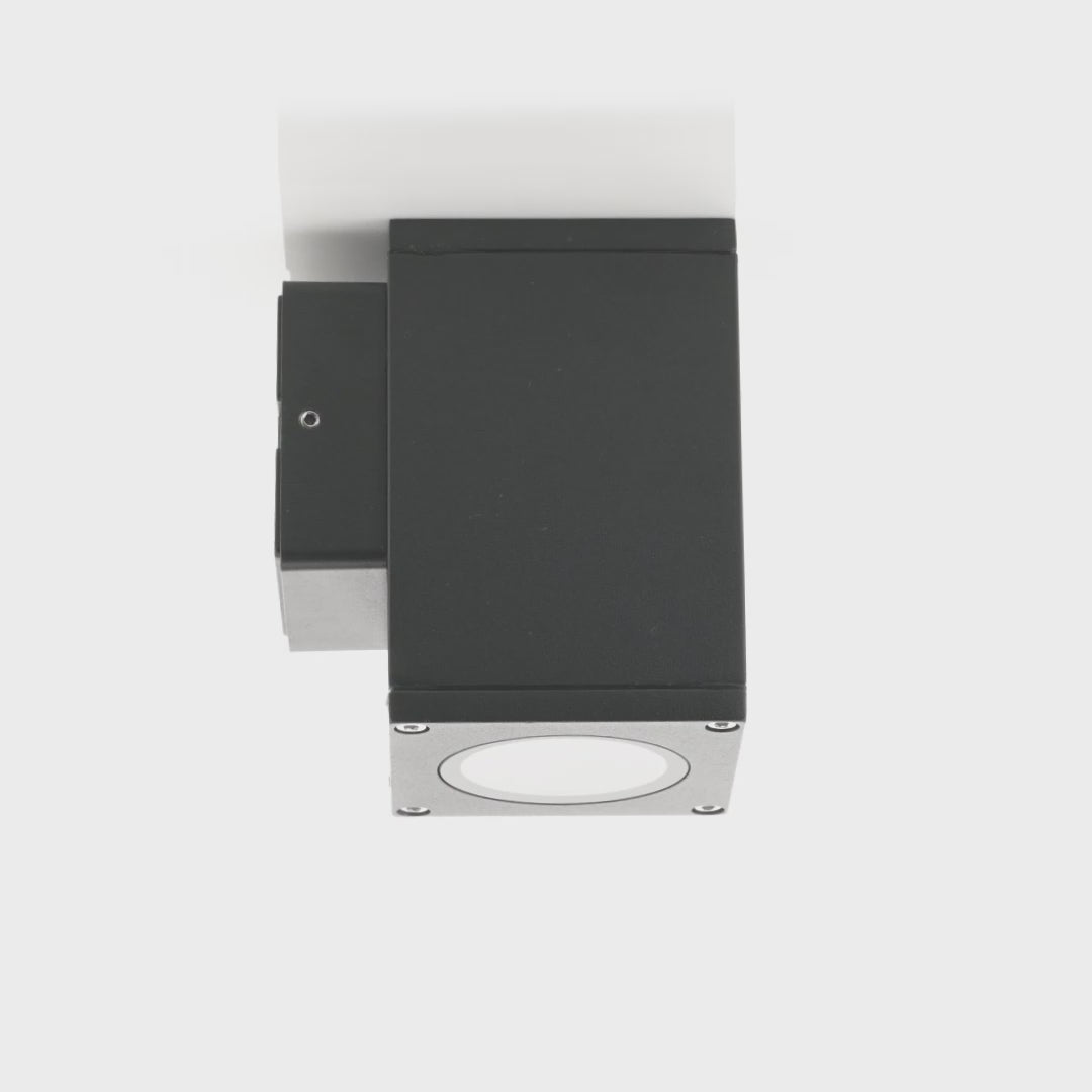 HV3623T-BLK - Quadru Square Black TRI Colour Fixed Down LED Wall Light