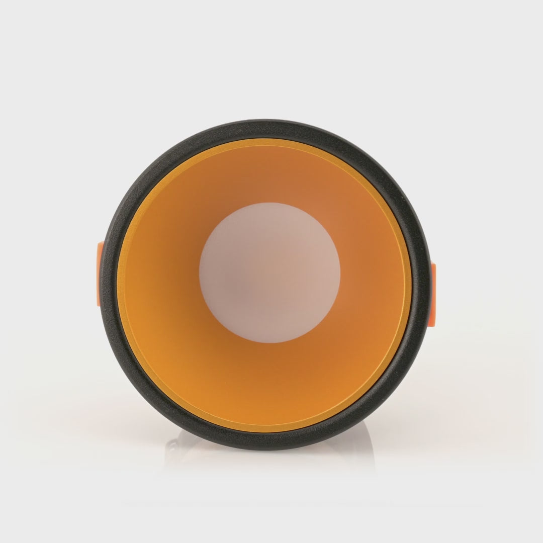 HV5528T-BG - Gleam Black with Gold Insert Tri Colour Fixed Deep LED Downlight
