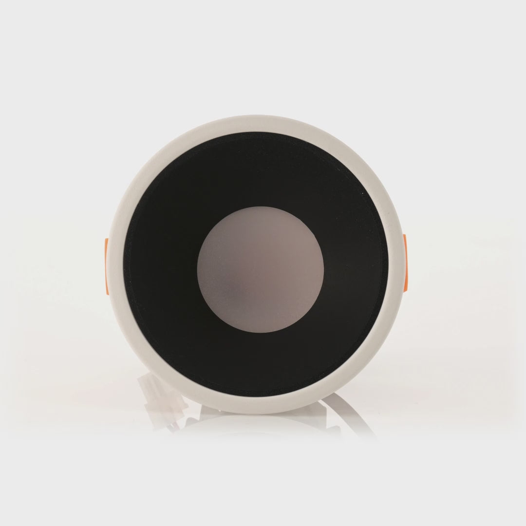 HV5528T-WB - Gleam White with Black Insert Tri Colour Fixed Deep LED Downlight