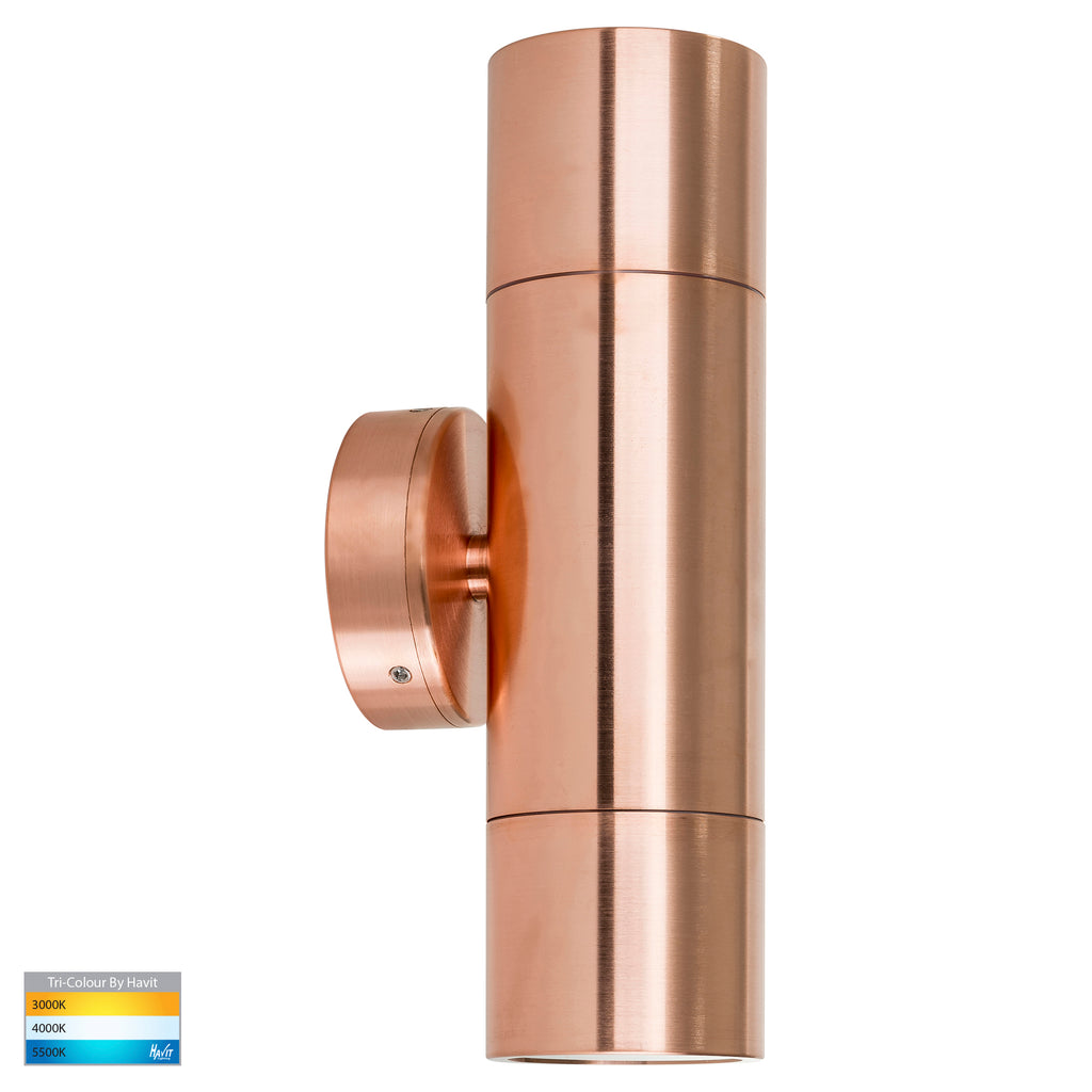 HV1015T-HV1017T - Tivah Solid Copper TRI Colour Up & Down Wall Pillar Lights