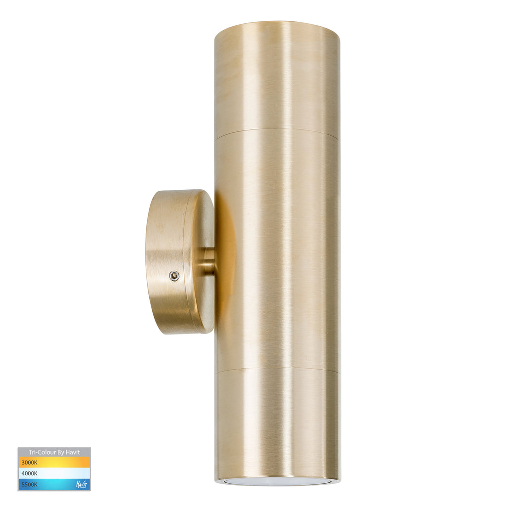 HV1055T-HV1057T - Tivah Solid Brass TRI Colour Up & Down Wall Pillar Lights