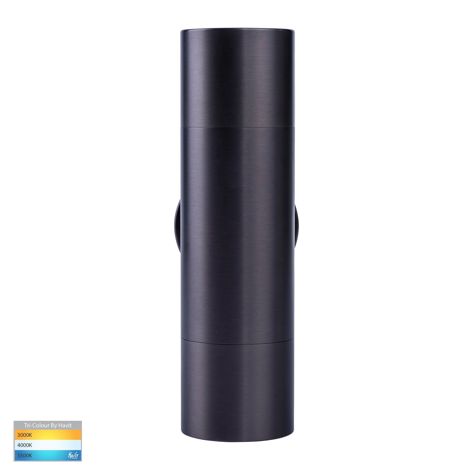 HV1075T-HV1077T - Tivah Solid Brass Graphite Coloured TRI Colour Up & Down Wall Pillar Lights
