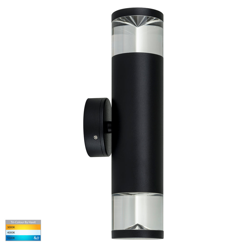 HV1089T-BLK-240V - Highlite Black TRI Colour Up & Down Wall Pillar Lights