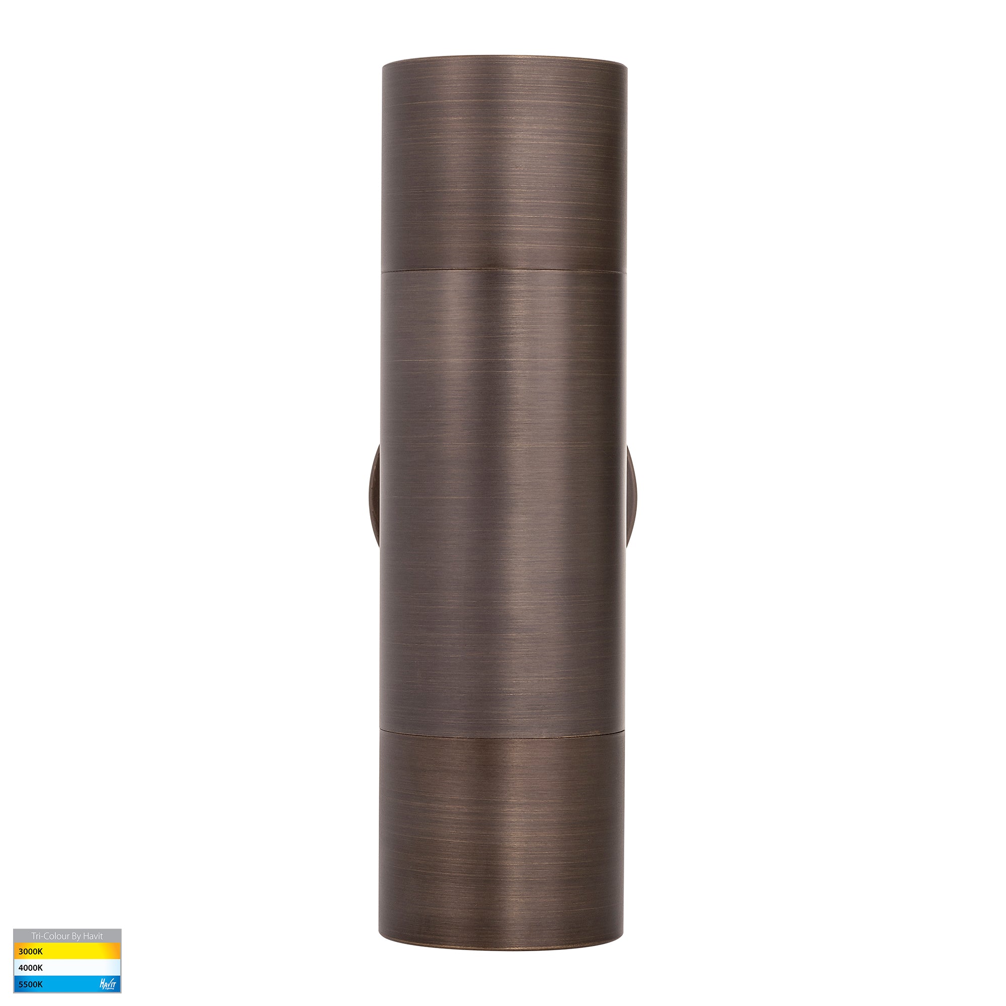 HV1095T-HV1097T - Tivah Antique Brass TRI Colour Up & Down Wall Pillar Lights