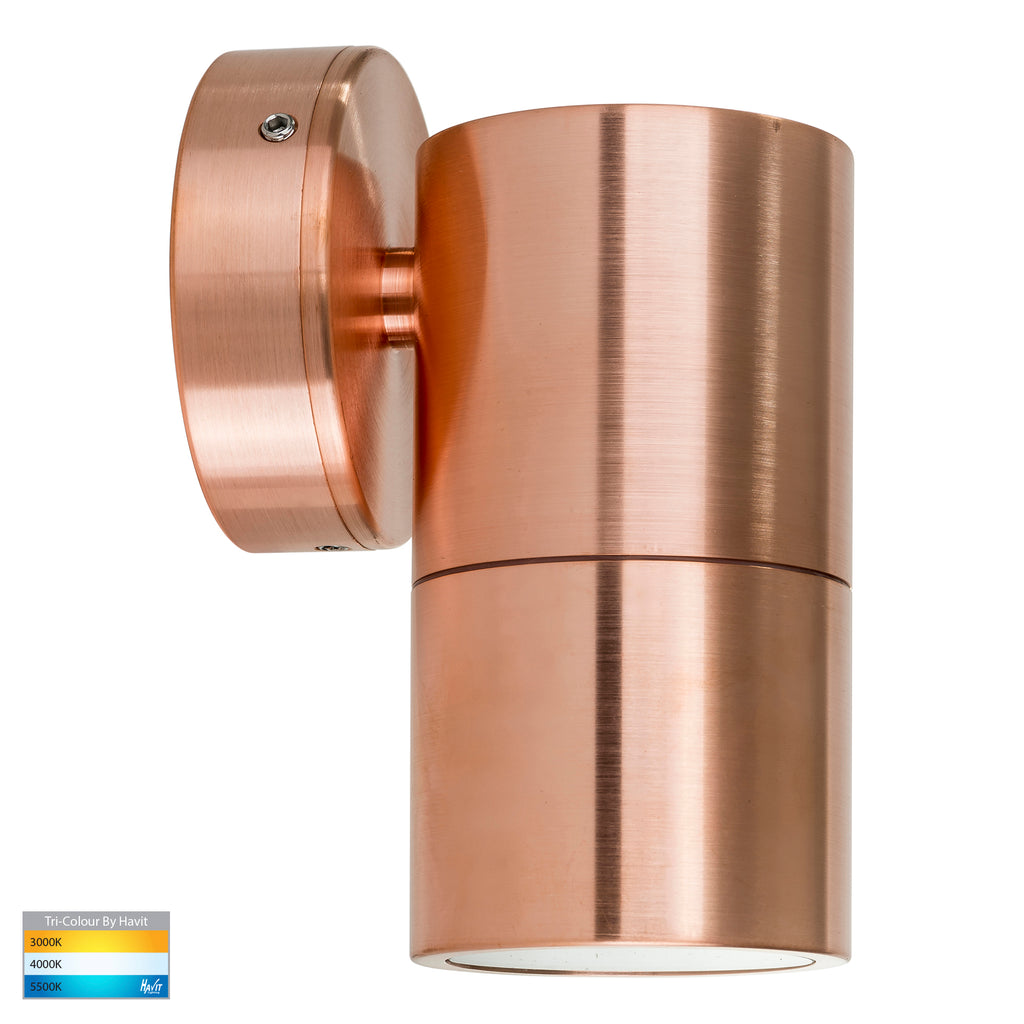 HV1115T-HV1117T - Tivah Solid Copper TRI Colour Fixed Down Wall Pillar Lights