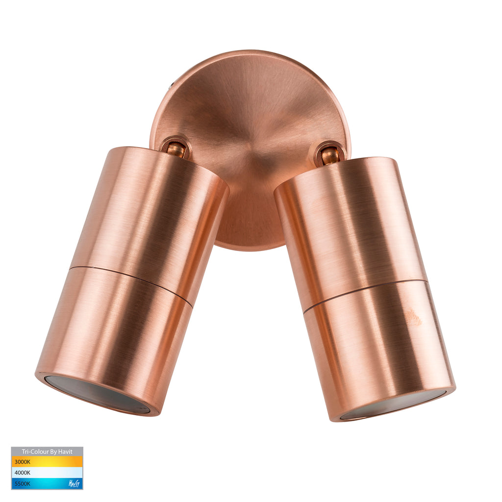 HV1315T-HV1317T - Tivah Solid Copper TRI Colour Double Adjustable Wall Pillar Lights