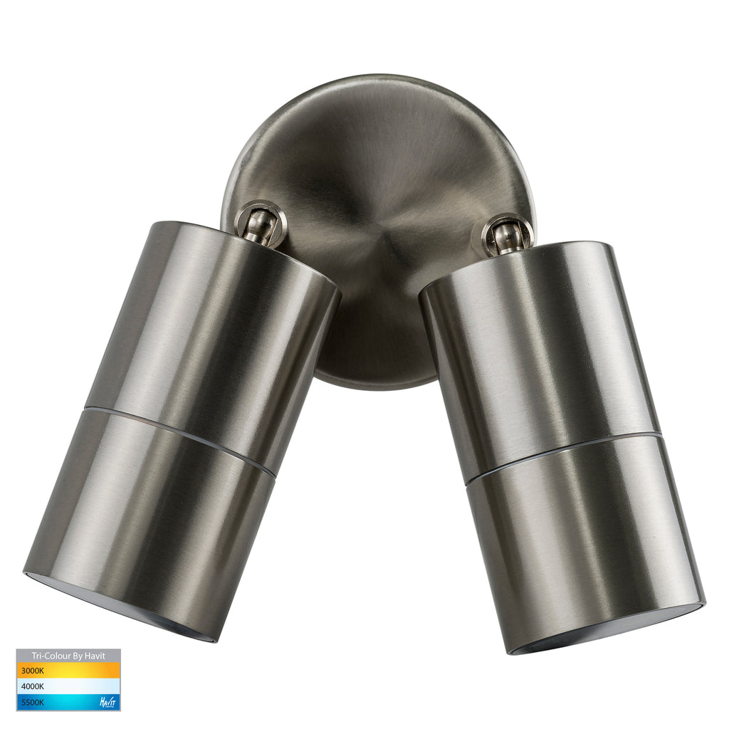 HV1372T - Fortis Stainless Steel TRI Colour Double Adjustable Wall Pillar Light