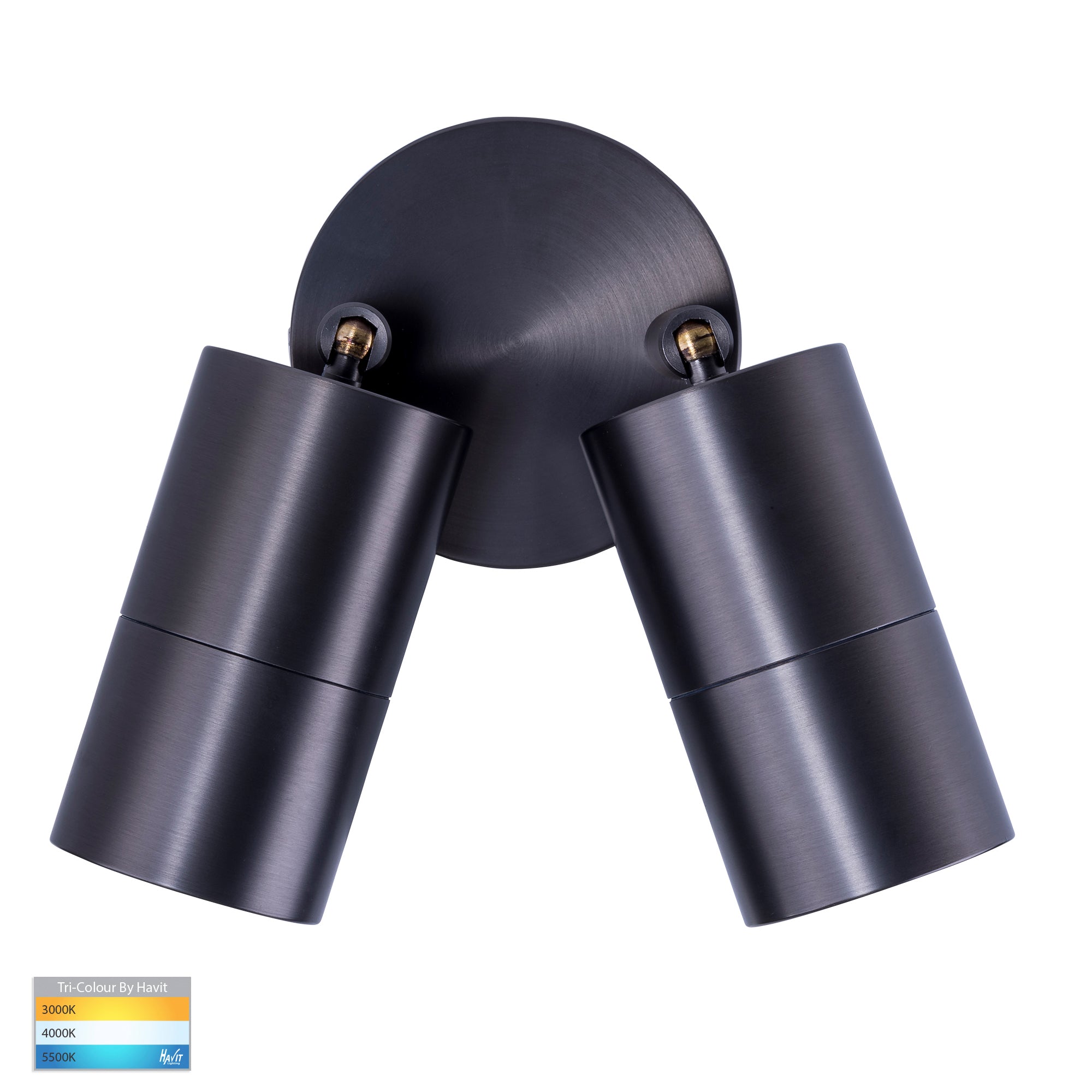 HV1375T-HV1377T - Tivah Solid Brass Graphite Coloured TRI Colour Double Adjustable Wall Pillar Lights