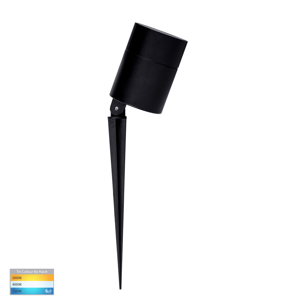 HV1429T-12W - Oasis Black 12w TRI Colour LED Garden Spike Light