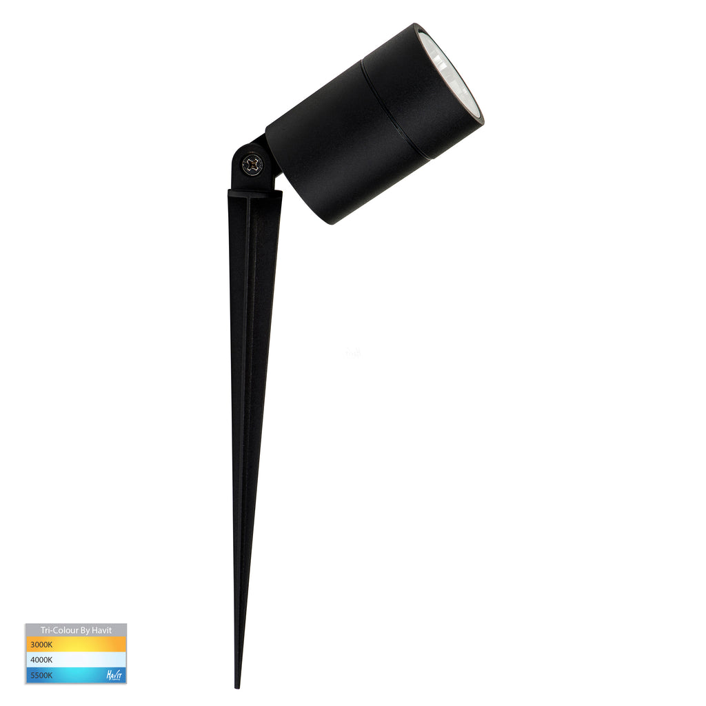 HV1429T-7W - Oasis Black 7w TRI Colour LED Garden Spike Light