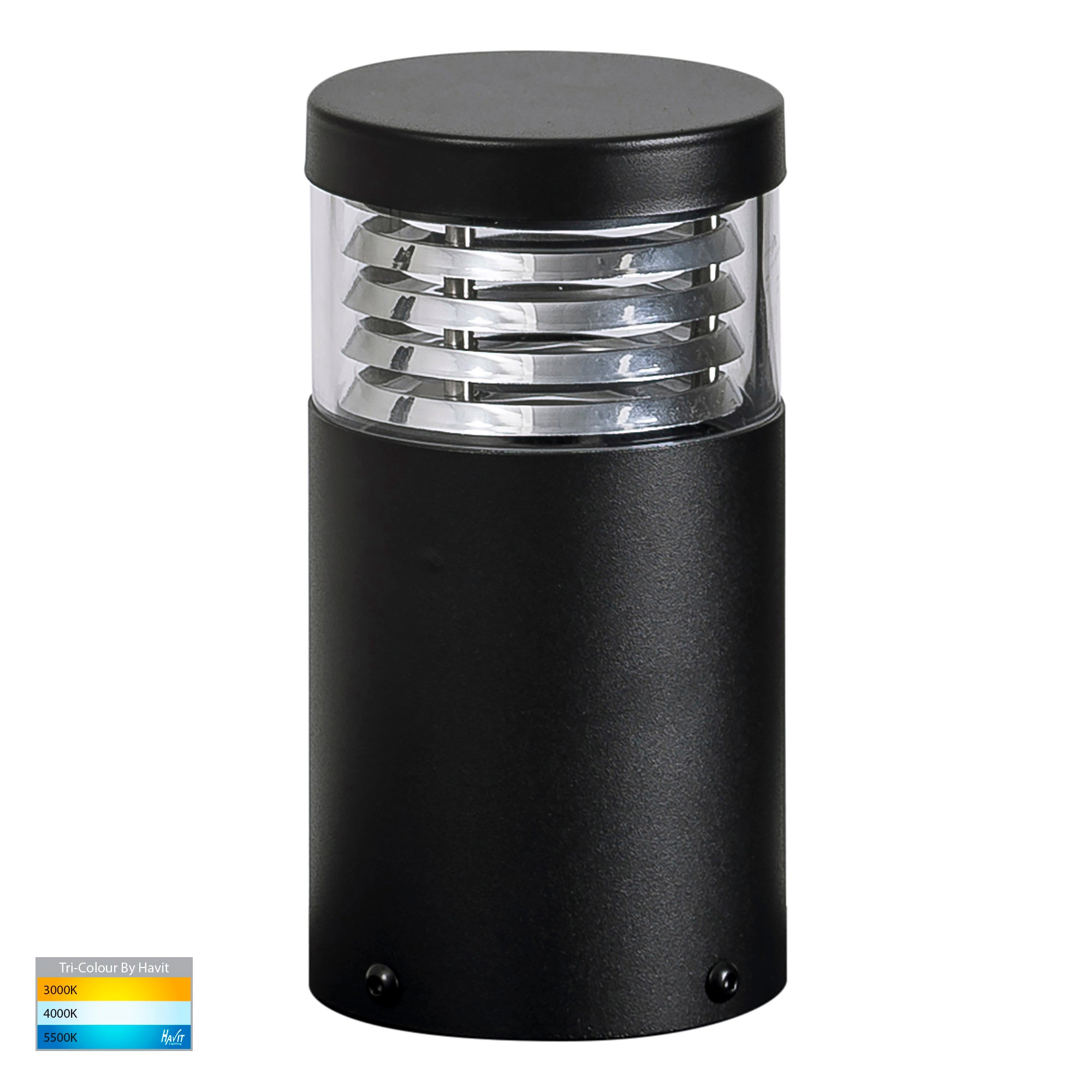 HV1615T-BLK -Mini Black Louvred LED Bollard Light