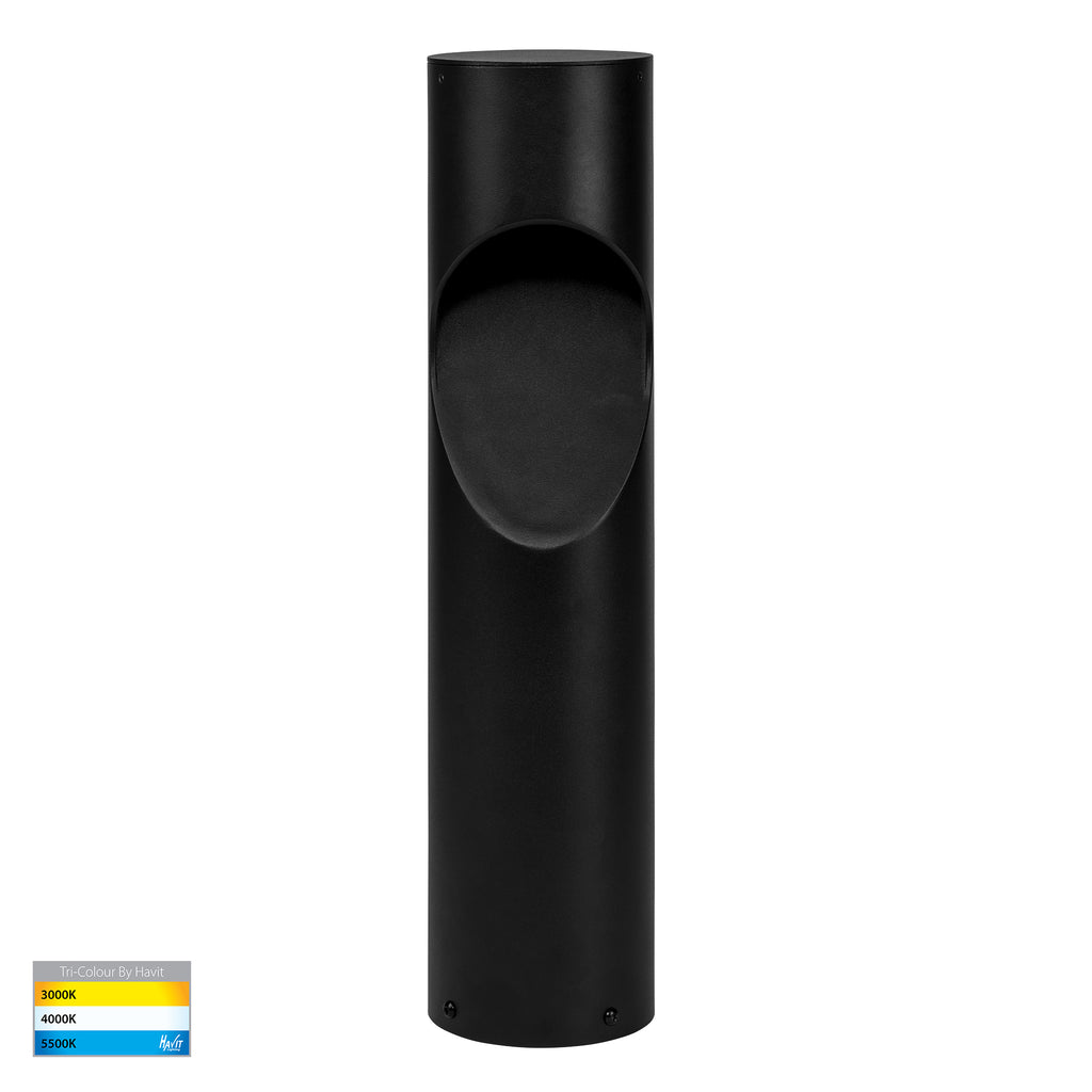 HV1630T-BLK-240V-RND | HV1630T-BLK-24V-RND- Fedor Round Aluminium Black Tri Colour LED Bollard Light