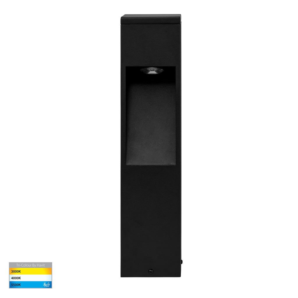 HV1630T-BLK-240V-SQ | HV1630T-BLK-24V-SQ- Fedor Square Aluminium Black Tri Colour LED Bollard Light