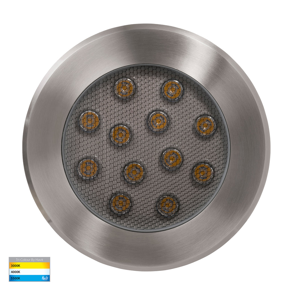 HV1843T - Split 316 Stainless Steel TRI Colour 12w LED Inground Light