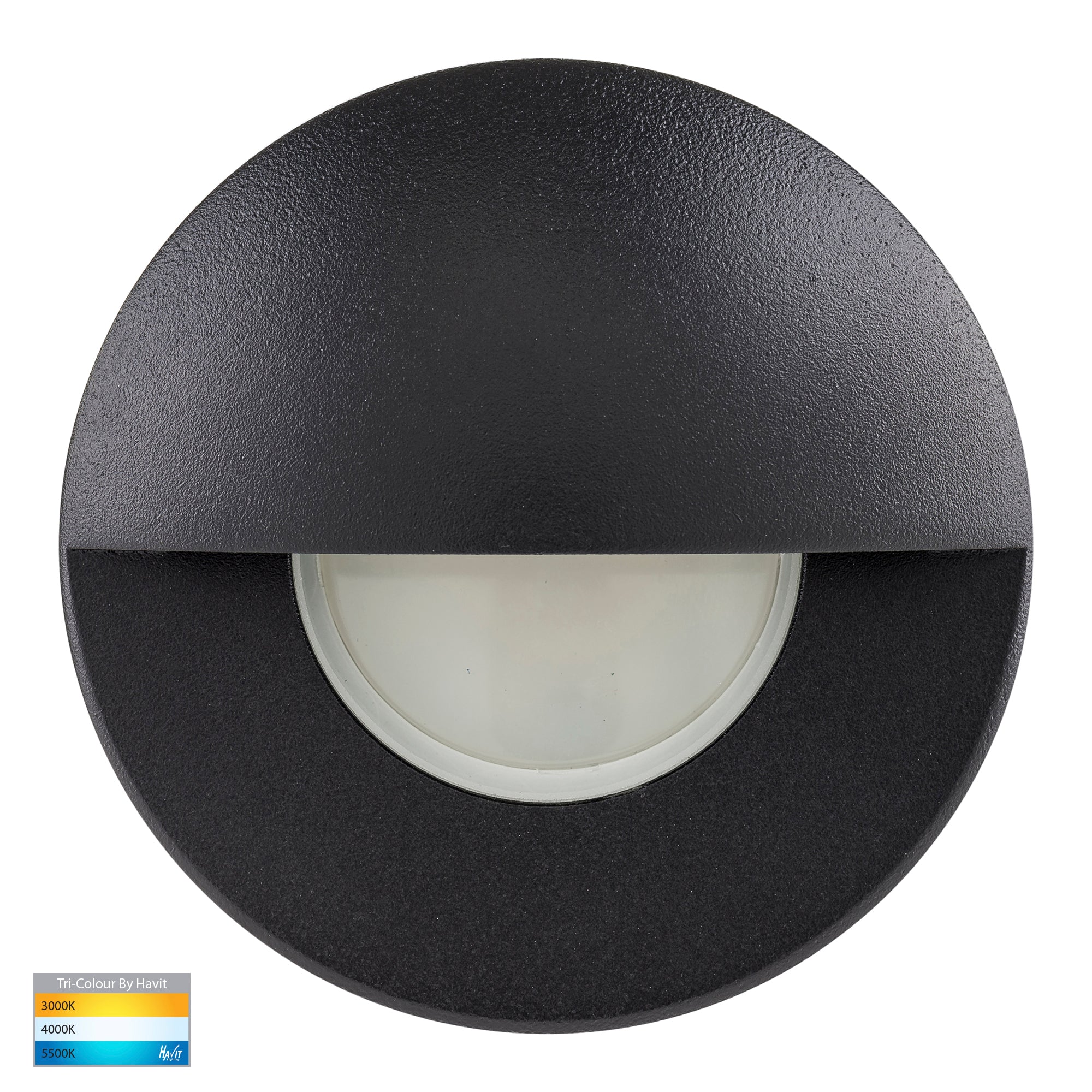 HV19012T-BLK - Ollo Black TRI Colour LED Step Light With Eyelid