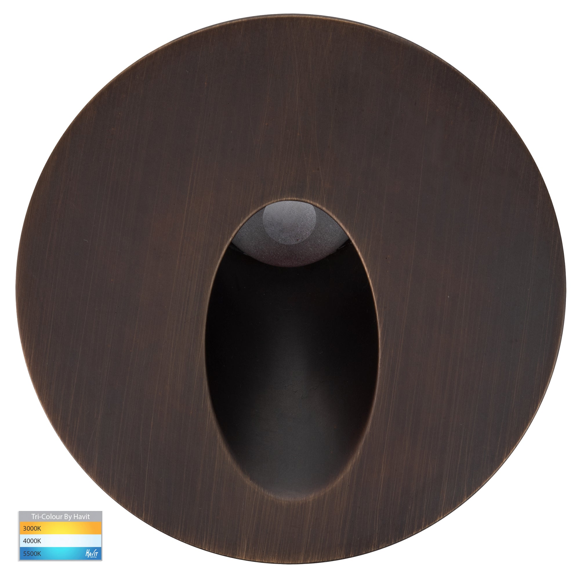 HV3205T-AB-12V - Reces Antique Brass Round TRI Colour Recessed LED Ste ...