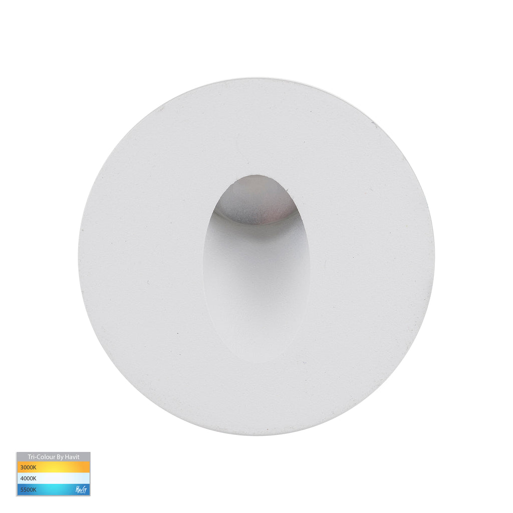 HV3206T-WHT-12V - Mini Reces White Round TRI Colour Recessed LED Step Light