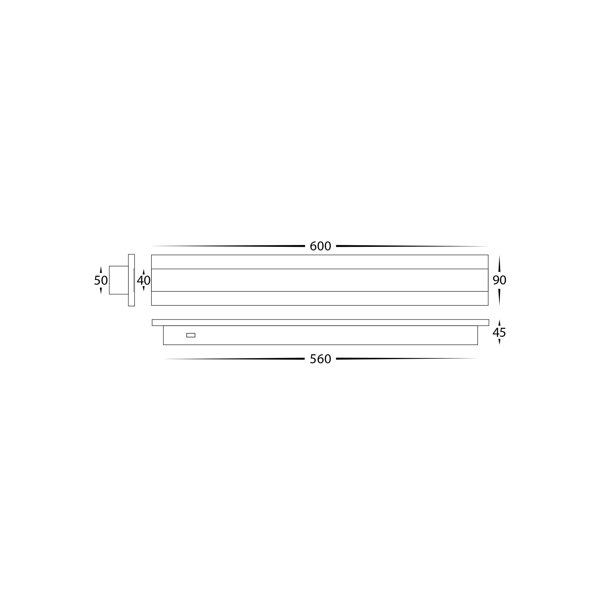 HV3582T-WHT - Barline Aluminium White 600mm Wall Light