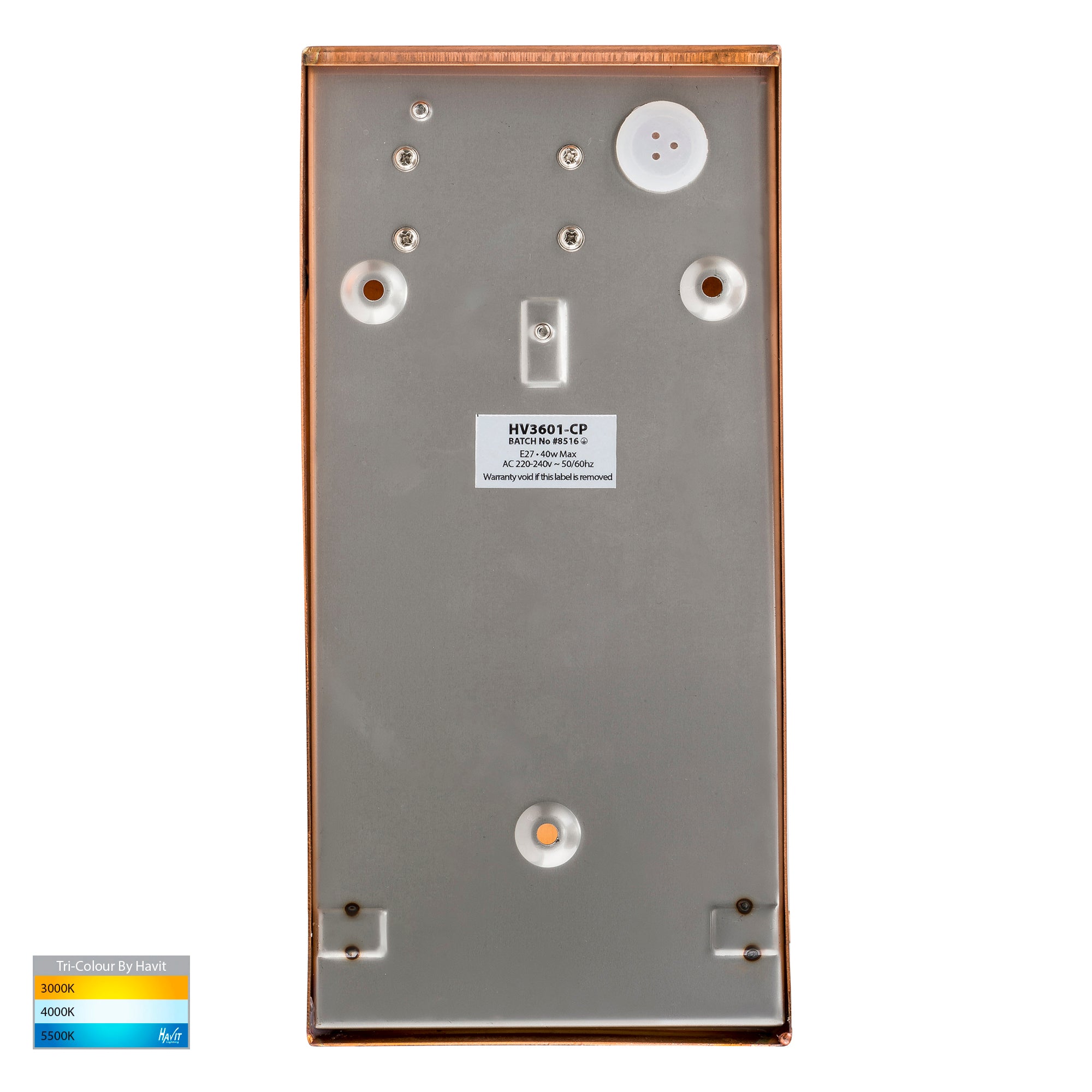 HV3601T-CP - Taper Copper TRI Colour LED Wedge Wall Light