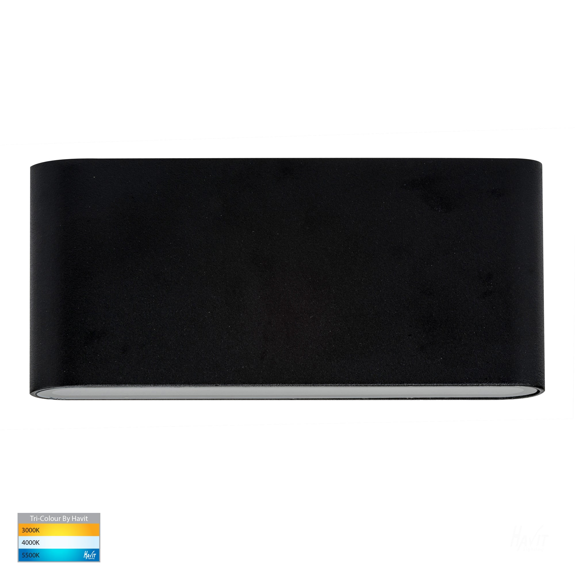 HV3643T-BLK - Lisse Black Fixed Down TRI Colour LED Wall Light