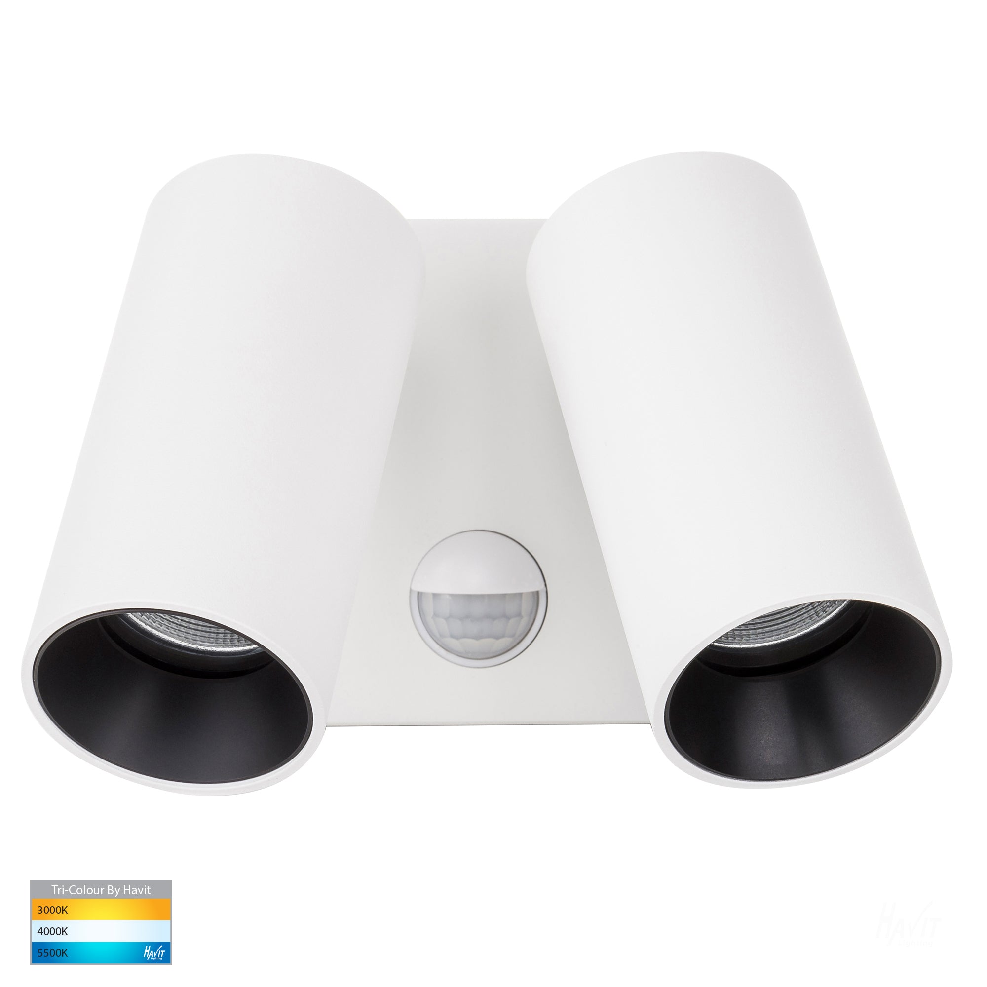 HV3684T-WHT - Revo White Double Adjustable Wall Light With Sensor