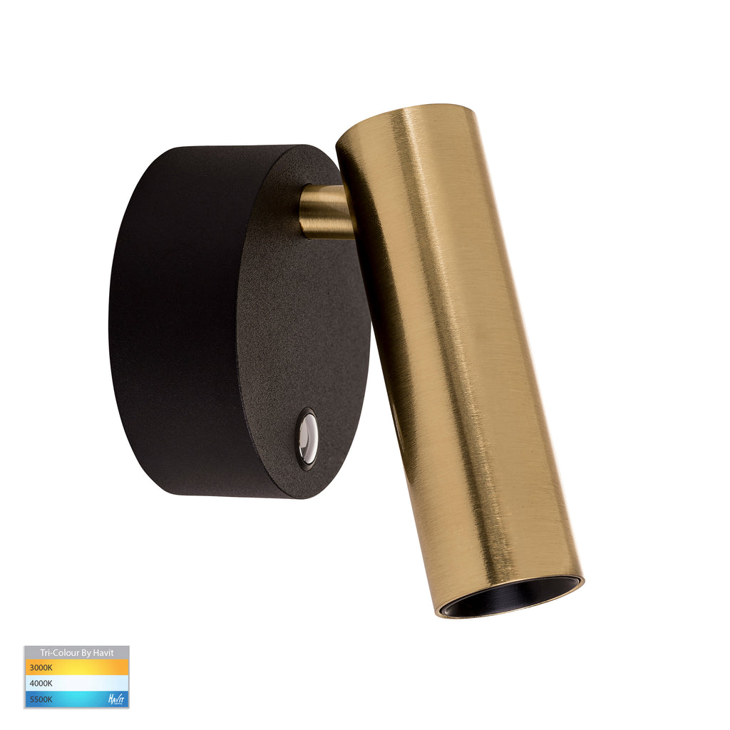 HV3689T-BLKBR - Lesen Black Brass Single Adjustable Wall Light