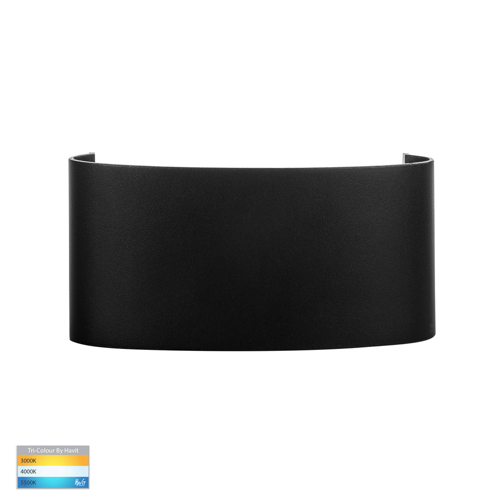 HV3696T-BLK-240V | HV3696T-BLK-12V - Maro Black Up & Down TRI Colour LED Wall Light