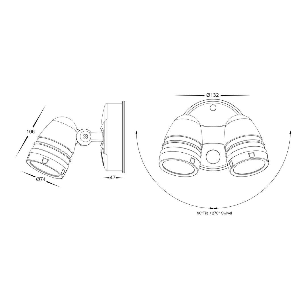 HV3794T-WHT - Focus Polycarbonate White Double Adjustable Spot Light W ...