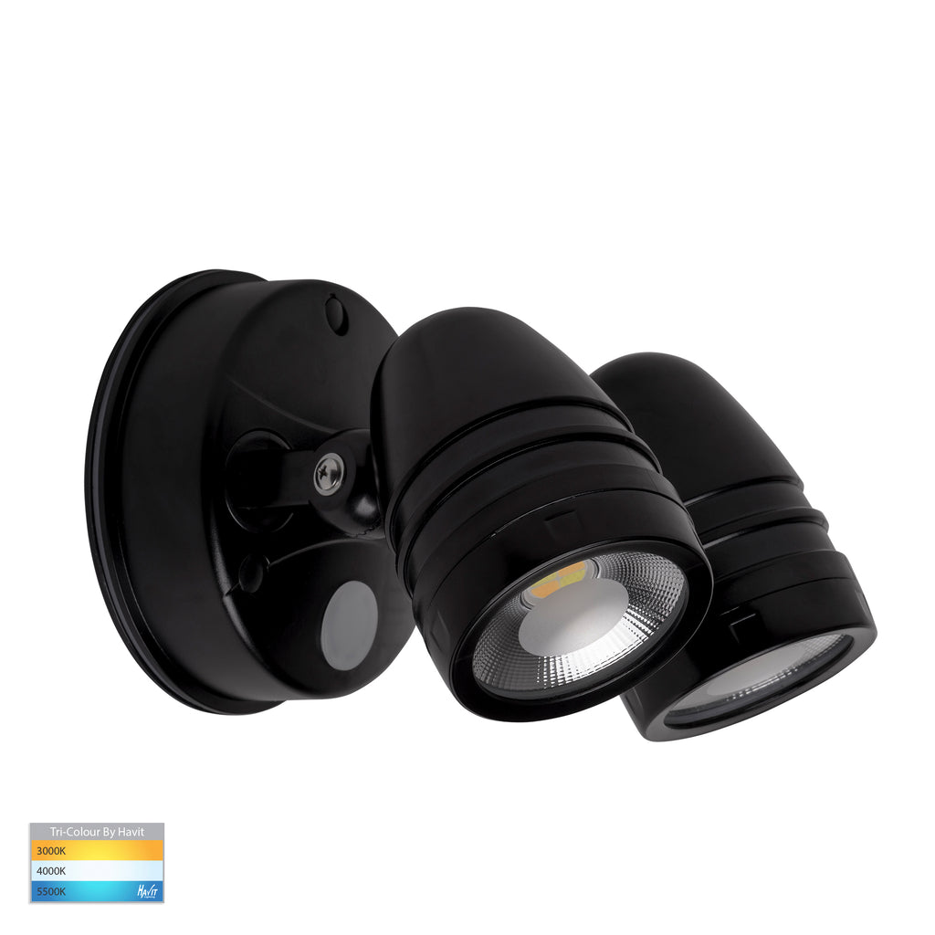 HV3794T-BLK - Focus Polycarbonate Black Double Adjustable Spot Light With Sensor