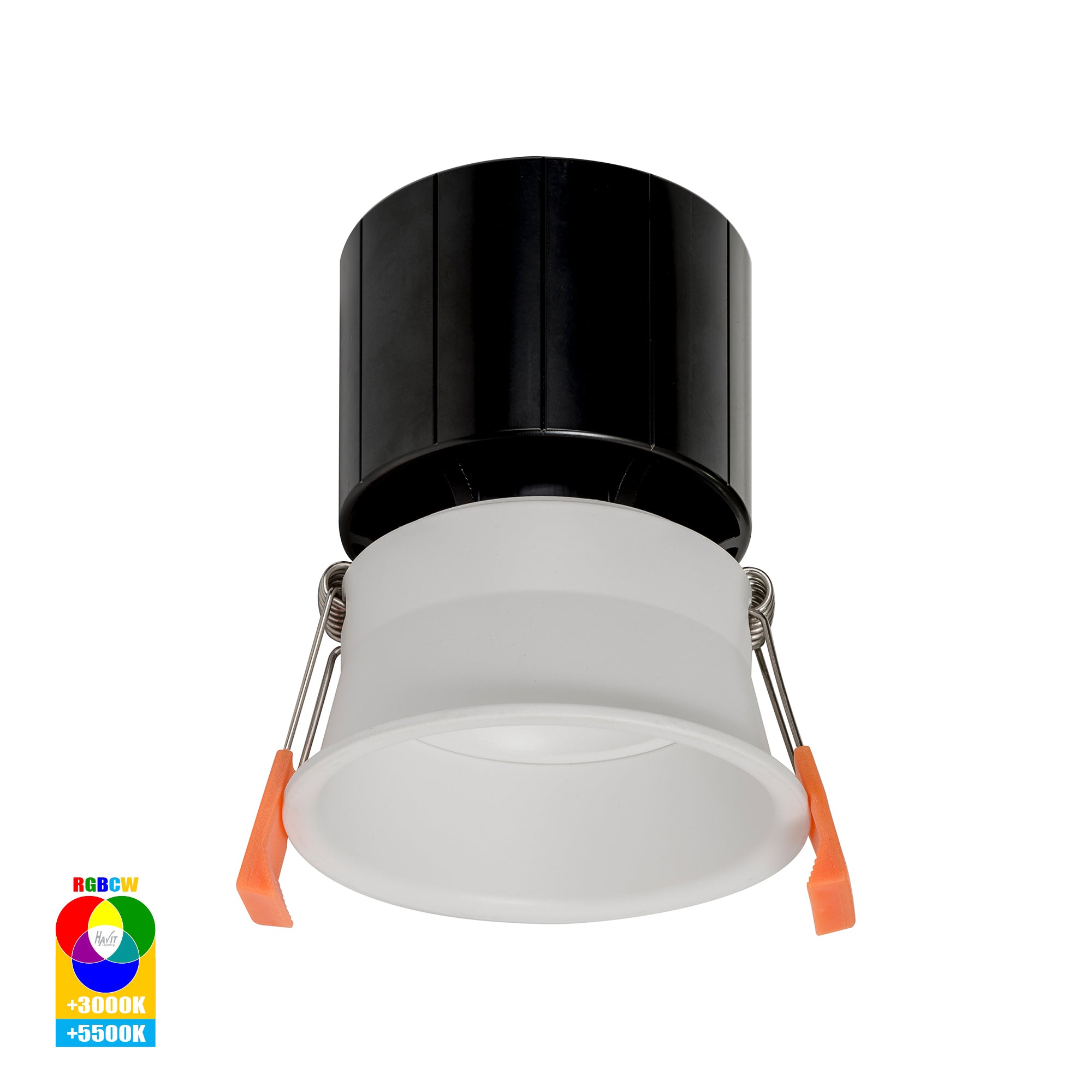 HV5513RGBCW-WHT - Prime White Fixed Deep RGBCW WIFI LED Downlight