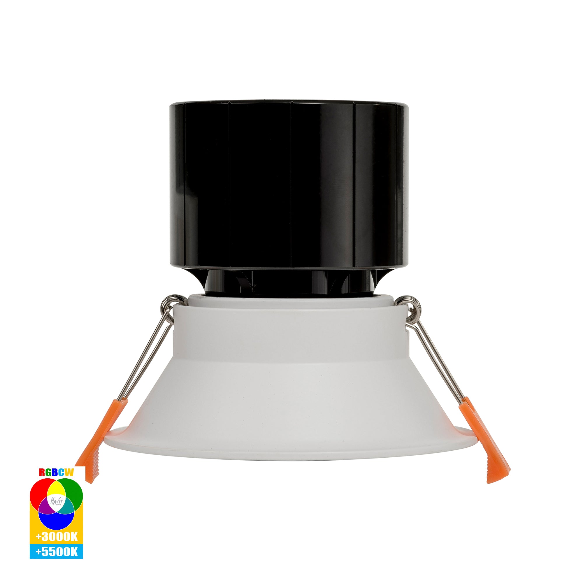 HV5514RGBCW-WHT - Prime White Fixed Deep RGBCW WIFI LED Downlight