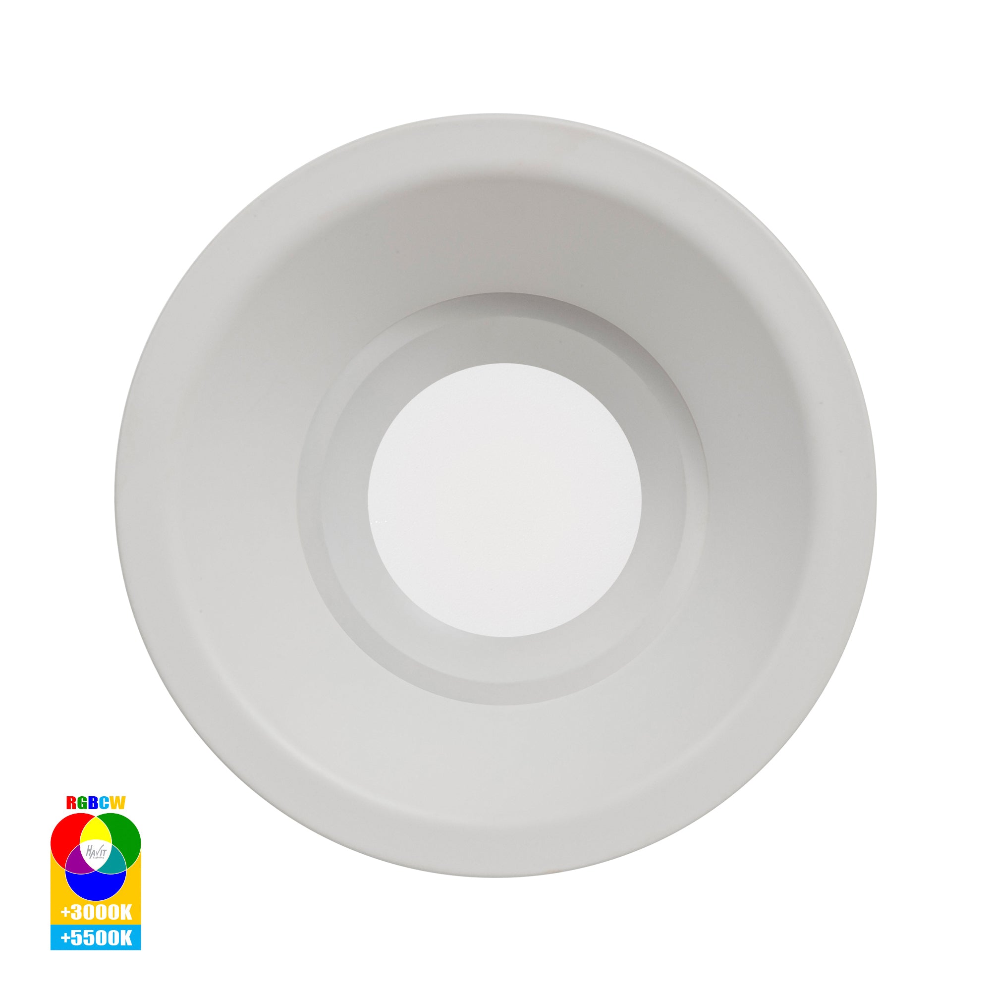 HV5514RGBCW-WHT - Prime White Fixed Deep RGBCW WIFI LED Downlight