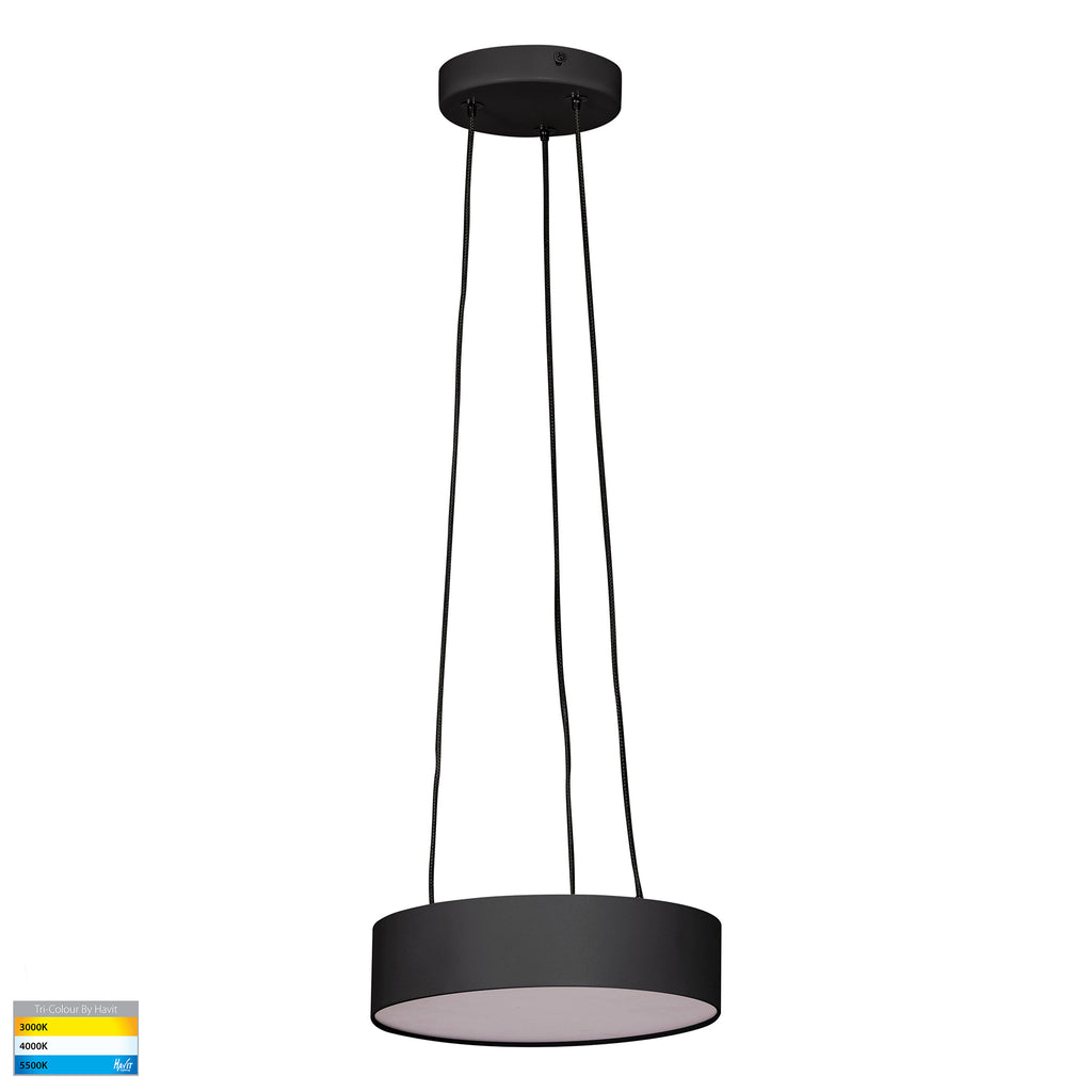 HV5892T-BLK-PDT - Nella 220mm Black 20w Round Pendant