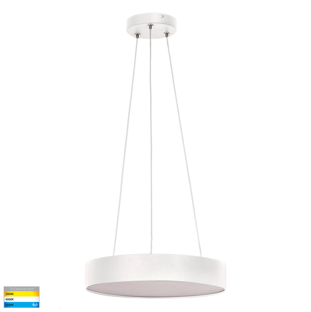 HV5893T-WHT-PDT - Nella 320mm White 30w Round Pendant