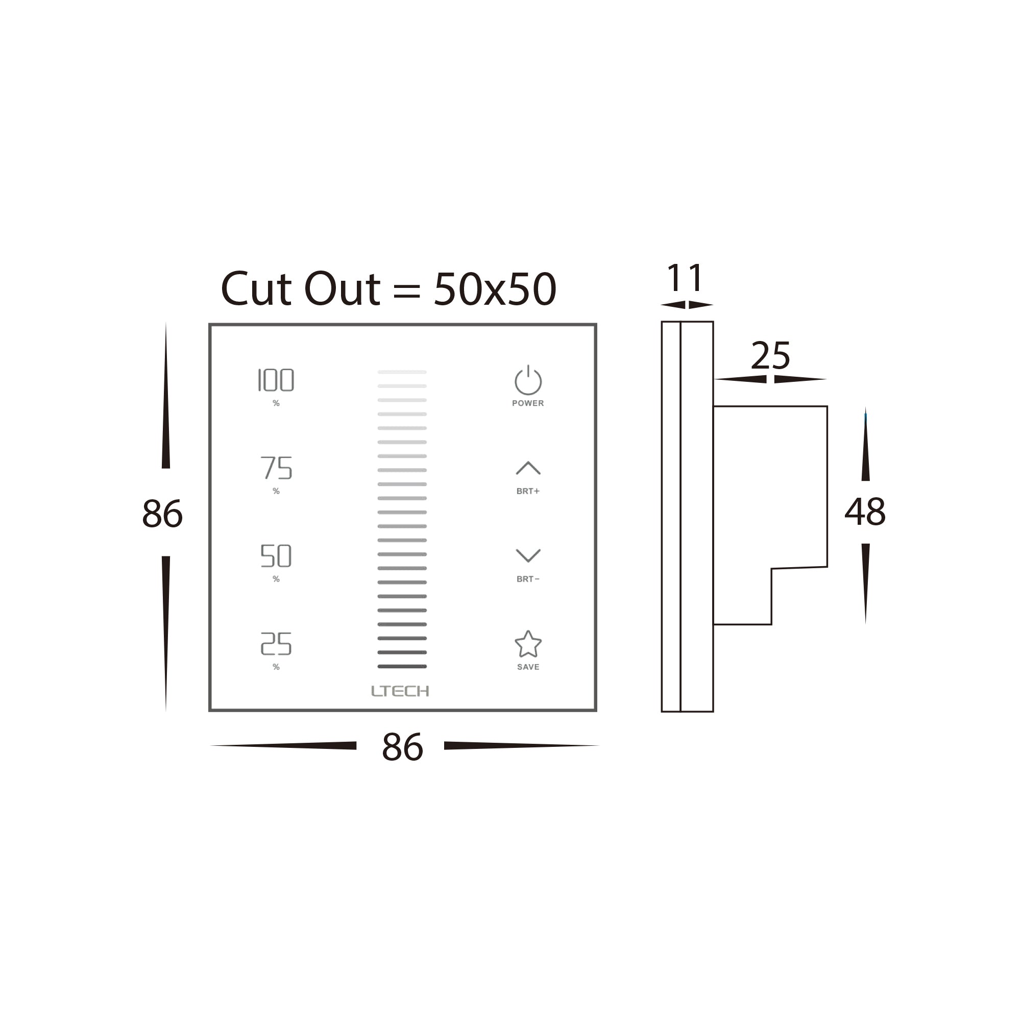 HV9101-EX1S - Single Colour LED Strip Touch Panel Controller