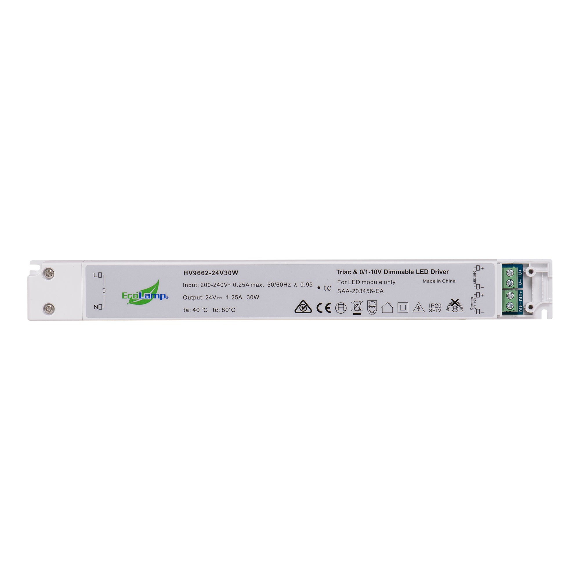 HV9662-30W IP20 Triac + 0-1/10v 2 in 1 Dimmable LED Driver
