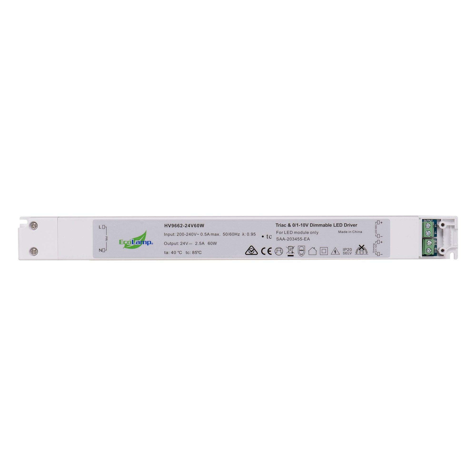 HV9662-60W IP20 Triac + 0-1/10v 2 in 1 Dimmable LED Driver