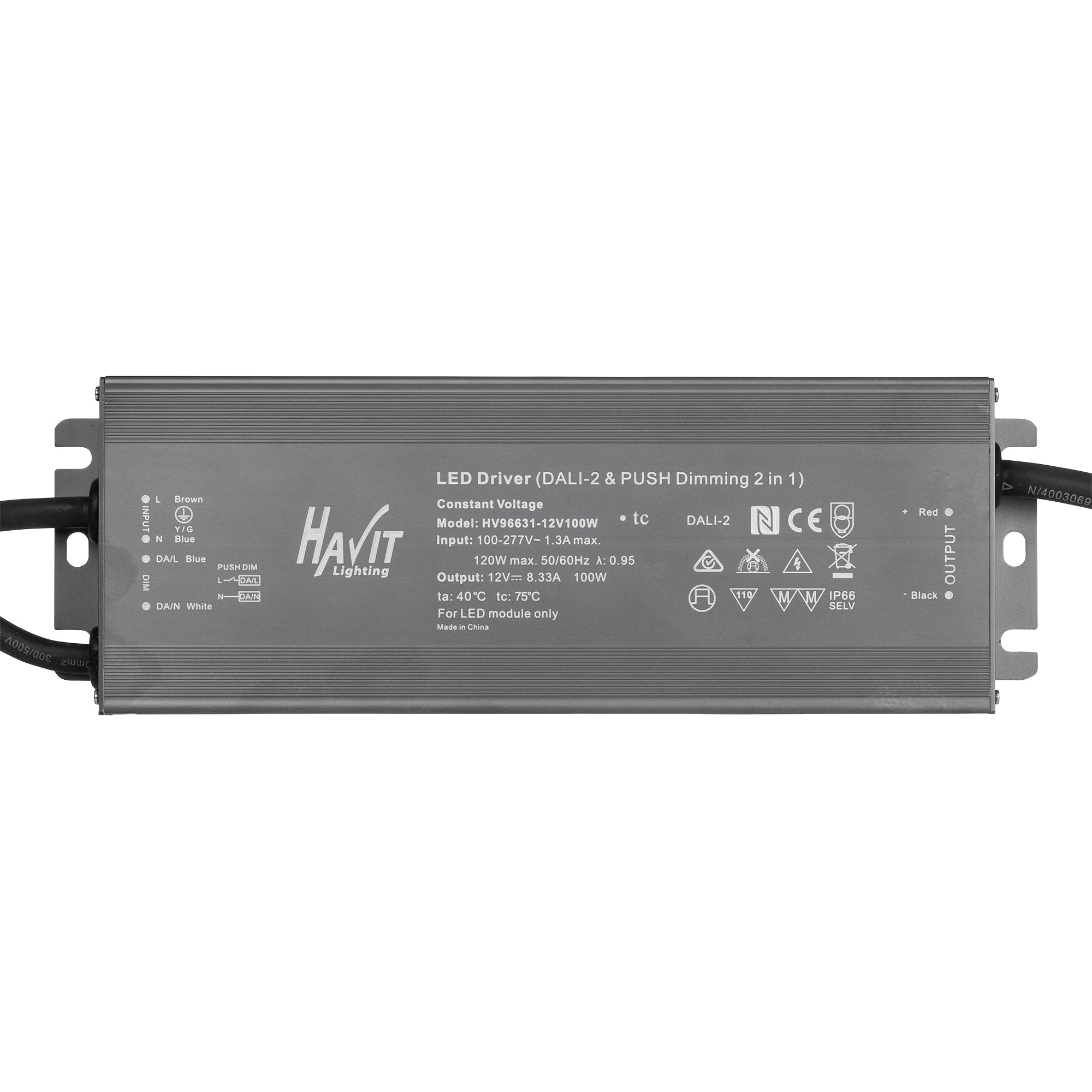 HV96631-12V100W | HV96631-24V100W- 100W Dali + Push Dim Dimmable LED Driver