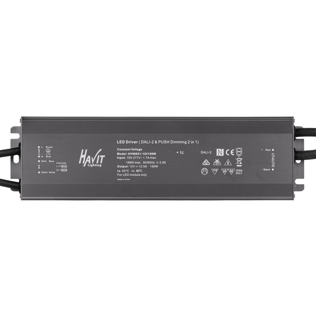 HV96631-12V150W | HV96631-24V150W- 150W Dali 2 + Push Dim Dimmable LED Driver